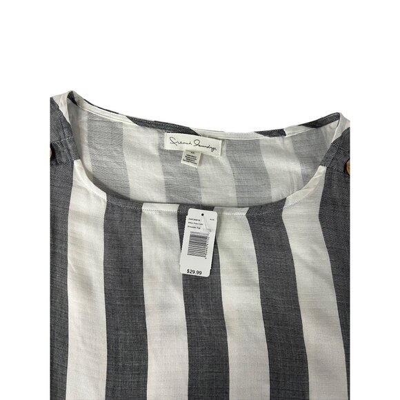 French Laundry NWT Plus New Size Striped Cold Shoulder Top 3X Black White Nautic - Picture 9 of 15